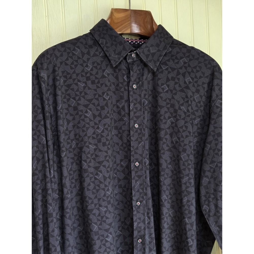 Buttercloth Button Down Shirt‎ Mens XL Grey Geometric Paisley Regular Fit